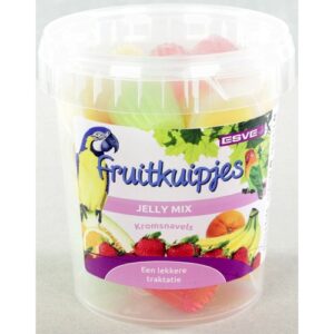 ESVE Fruitkuipjes Jelly Mix emmer met 24 jelly snacks voor papegaaien en parkieten