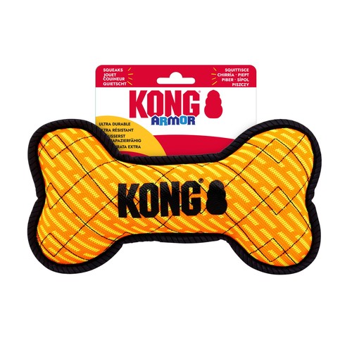 KONG Armor Bone in oranje, stevig piepbot voor honden
