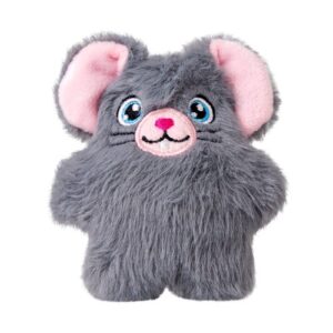 KONG Cat Snuzzles Mouse, grijze speelgoedmuis met roze oren van voren