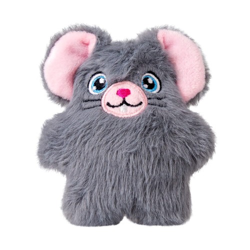KONG Cat Snuzzles Mouse, grijze speelgoedmuis met roze oren van voren