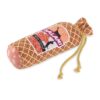 Salami Slammer kattenspeeltje liggend met roze salami uiteinde en Kitty Cured etiket