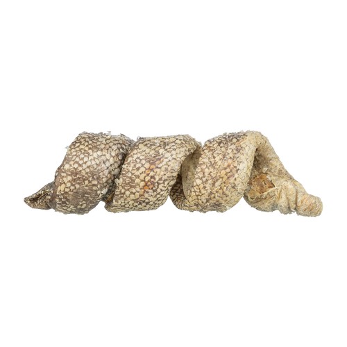 Zijaanzicht van de gedraaide kabeljauwsnack van 12 cm