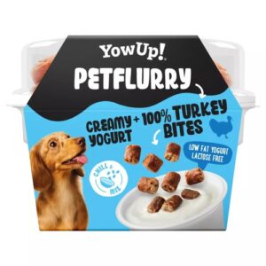 YowUp! Petflurry hondenyoghurt met stukjes kalkoen, voorkant van het bakje